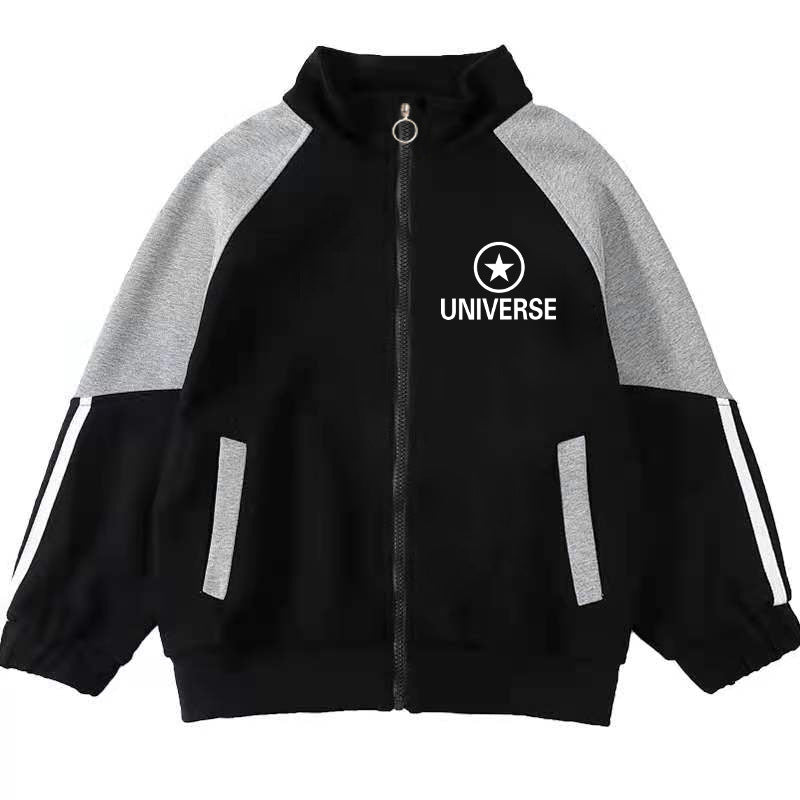 Stylish boys' spring/autumn long-sleeve jacket, middle and young children's autumn jacket, girls' baby zip-up top, children's sweatshirt