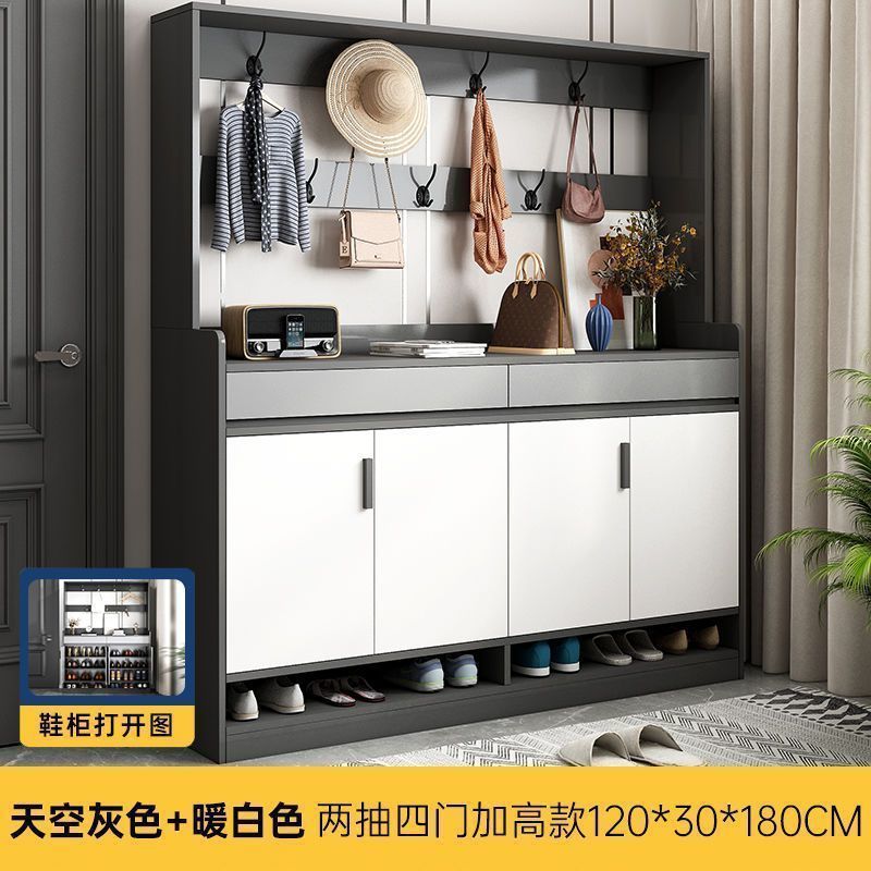 Shoe cabinet door for home storage cabinet entrance counter cabinet entrance large capacity storage cabinet shoe rack with high clothes hanger