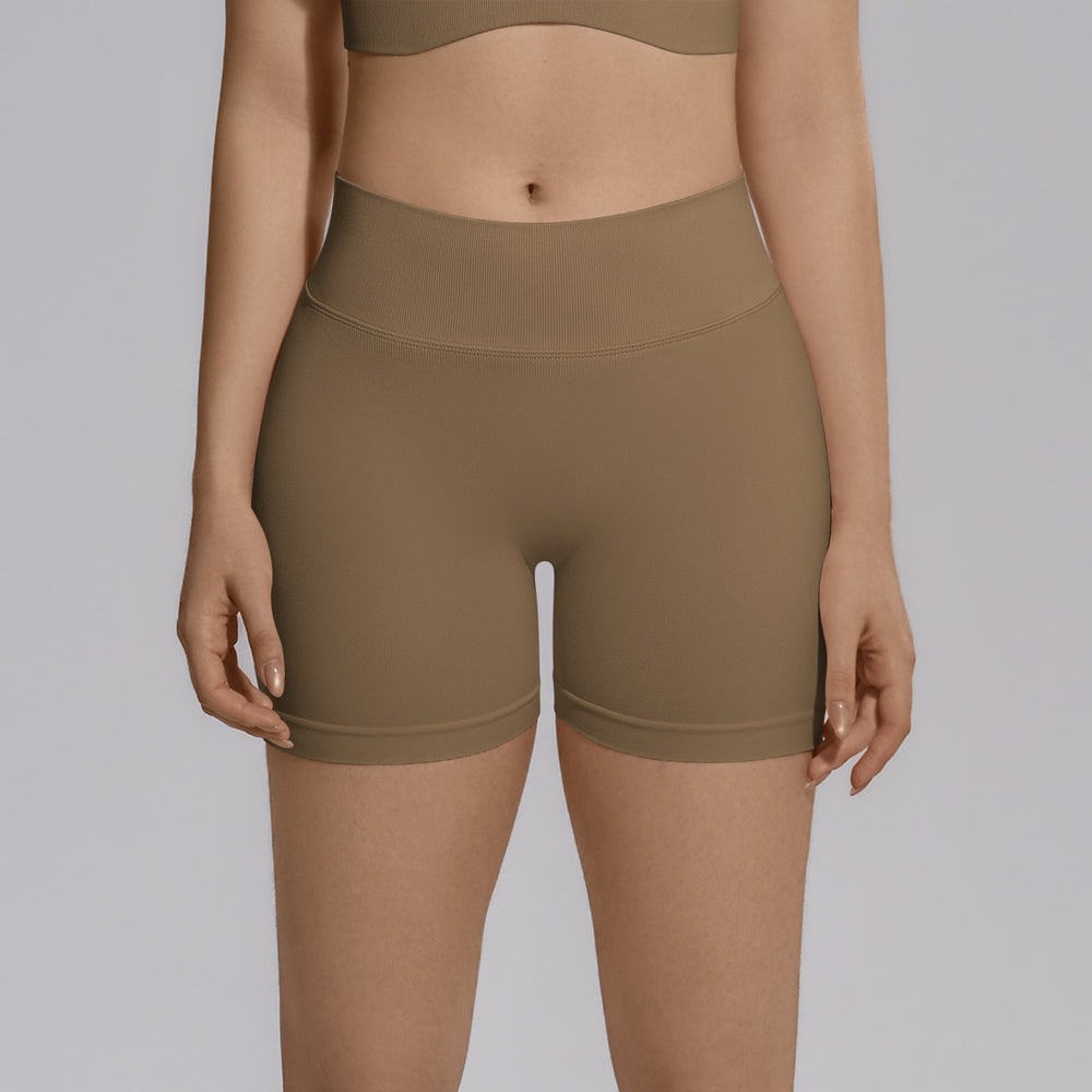 seamless knittingv waist peach hip lifting tight high waist yoga shorts sports running fitness three-quarter shorts