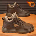 Fleece-lined men's shoes 2025new arrival autumn winter high-top sneakers men's leather heattechthickened cotton shoes low-top boots