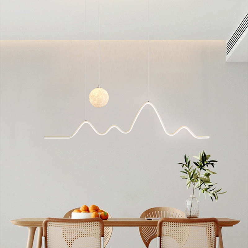 Eye protection restaurant chandelier light luxury dining room dining table bar lighting atmosphere modern simple moon lamp minimalist long meal