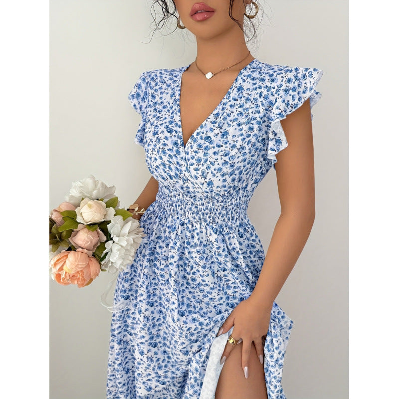 code new arrival  women's original elegance small floral dress waist olive