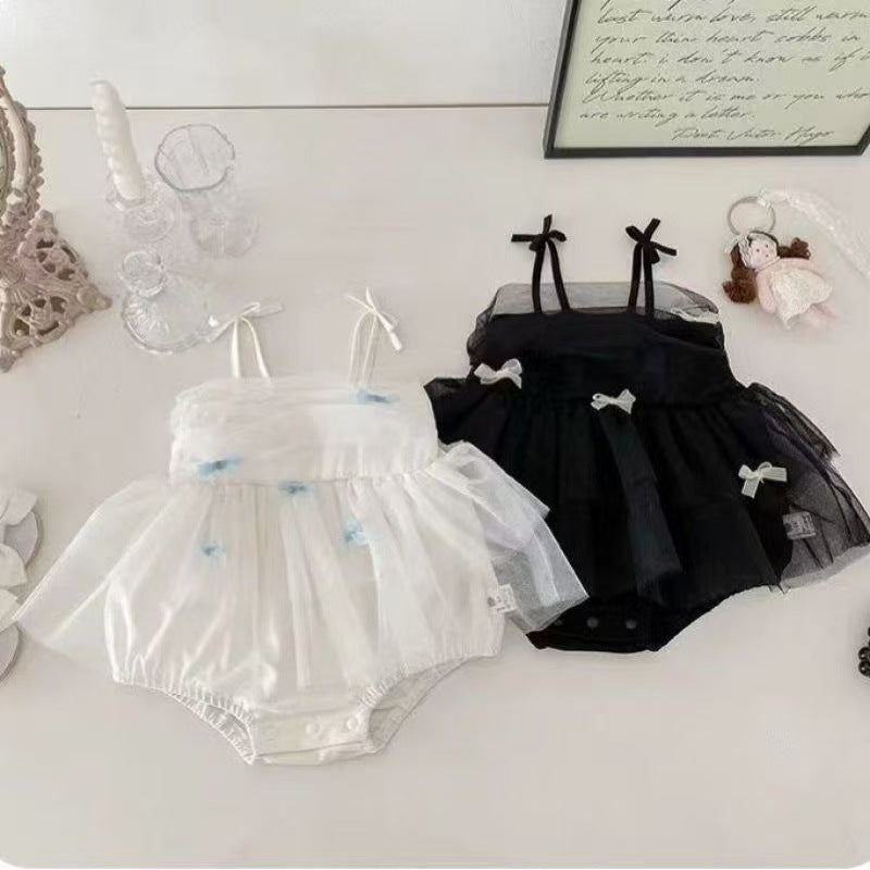 Princess dress mesh bodysuit baby summer romper lightweight baby suspender one-piece first birthday outfit tulle skirt girl trendy