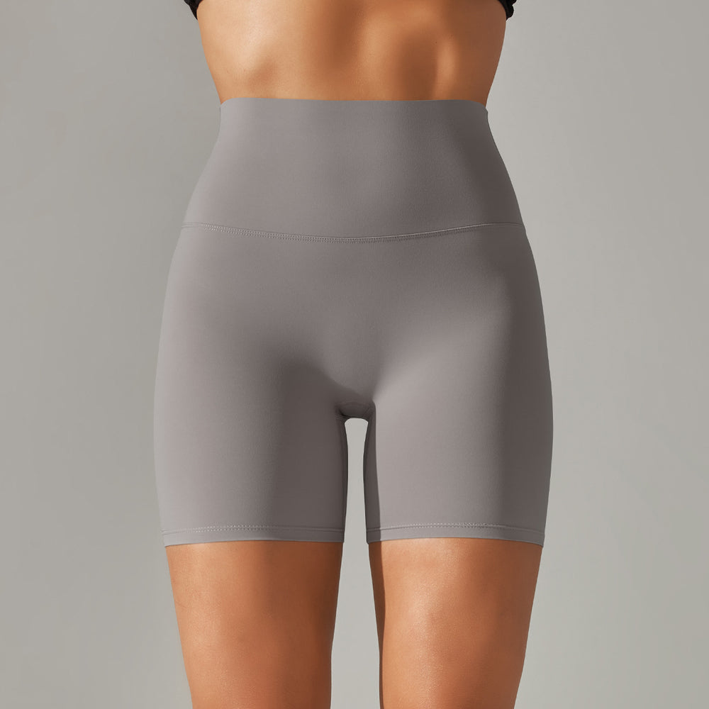 Spring/summer new solid color yoga shorts - double-sided brushed, high-waisted, stretchy, activewear, fitness, 3/4 length yoga pants for women