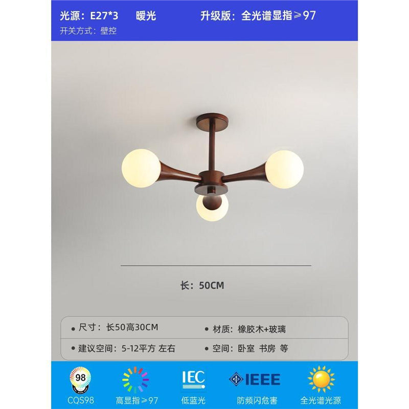 Magic bean bedroom chandelier modern casual japanese wabi-sabi style study ceiling lamp scandinavian creative walnut dining room lamp