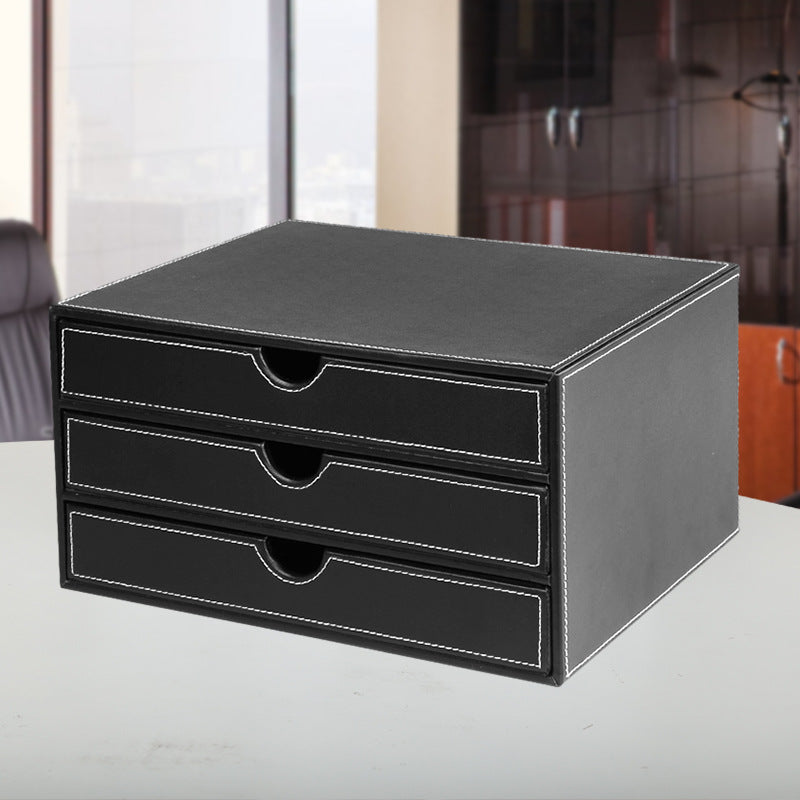 Business office storage box, three-layer drawer type A4 file storage data box, contract data storage desktop cabinet