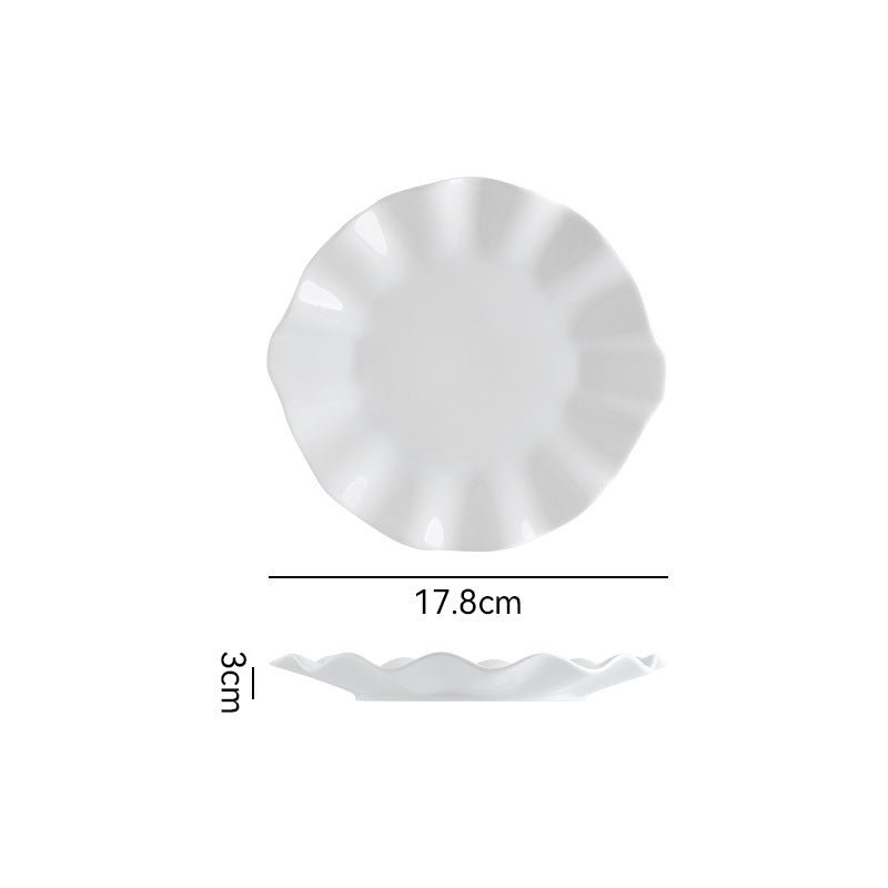 Minimalist pure white ceramic dinnerware set for home, restaurant, and hotel use - porcelain plates, creative plating, and dessert bowls