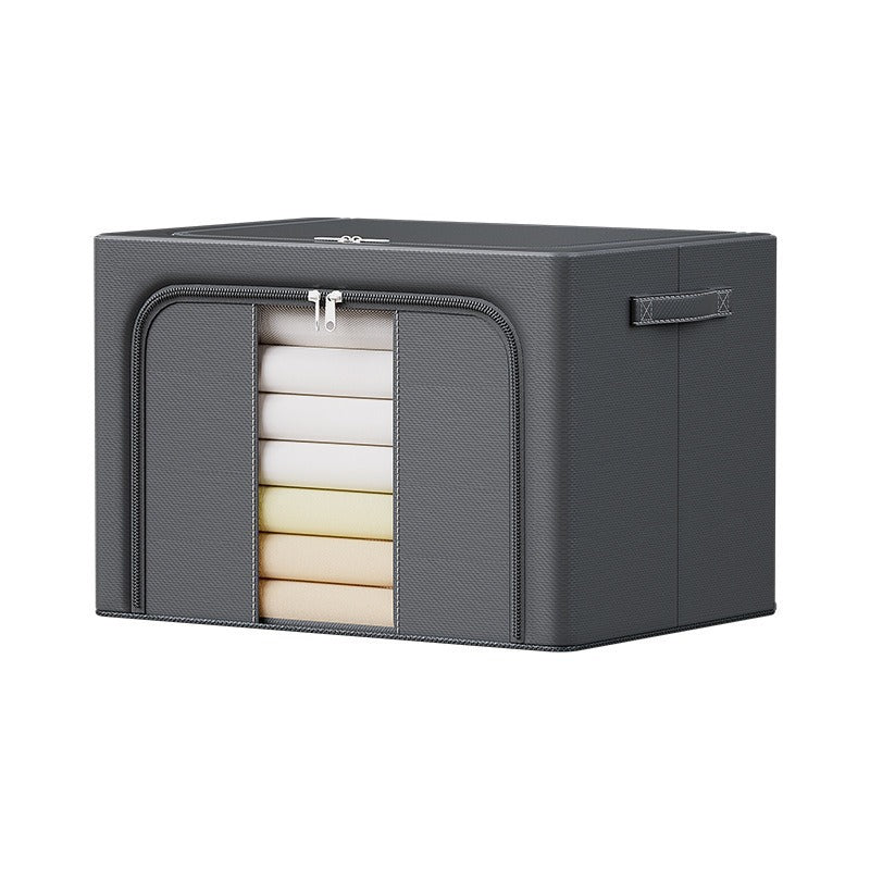 Laminated non-woven fabric single window thickened steel frame storage box, large-capacity folding storage for household clothes, moving storage box