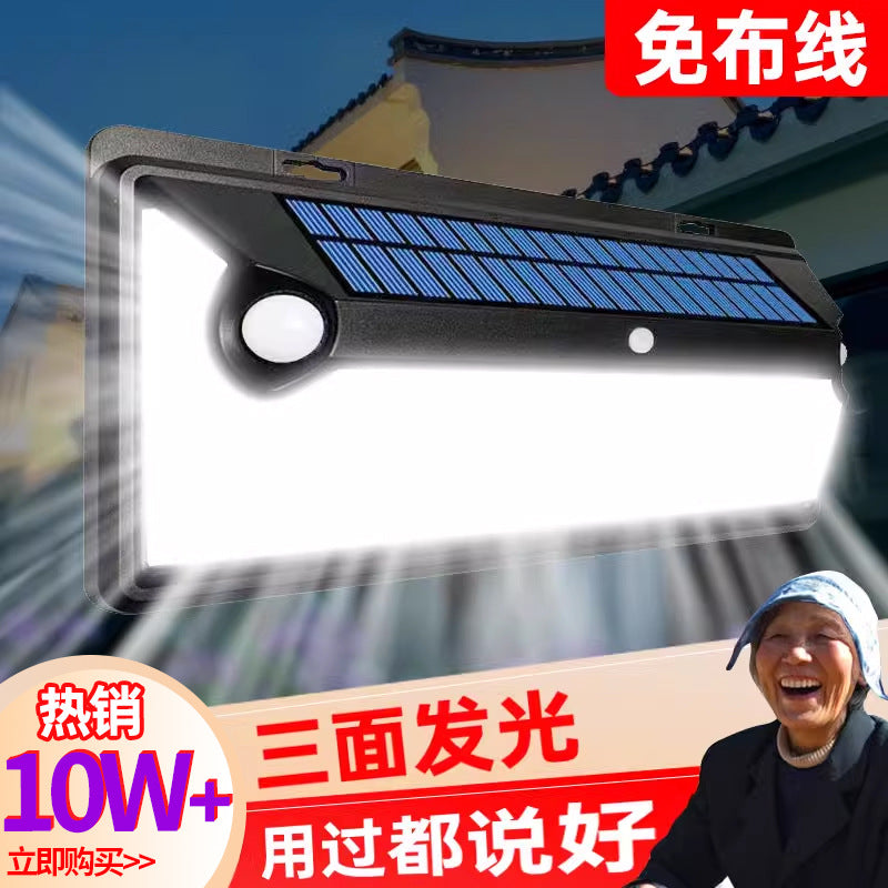 New solar garden lights - outdoor lighting for home, super bright motion sensor street lights, waterproof wall lamps for doorways
