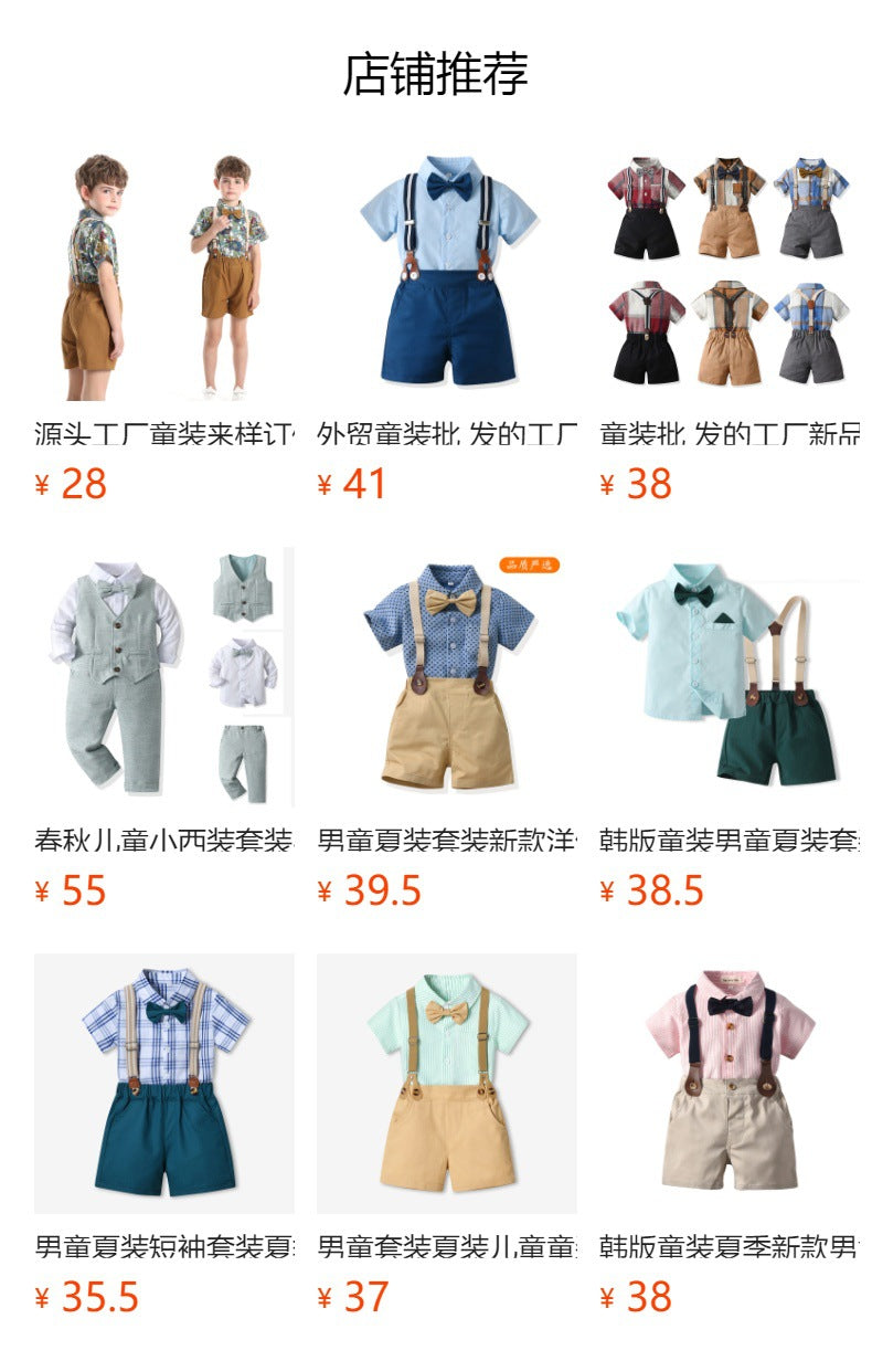 Boys' summer outfit set - lightweight, new arrival, stylish children's clothing, baby clothes, kids' summer short-sleeve two-piece trendy set