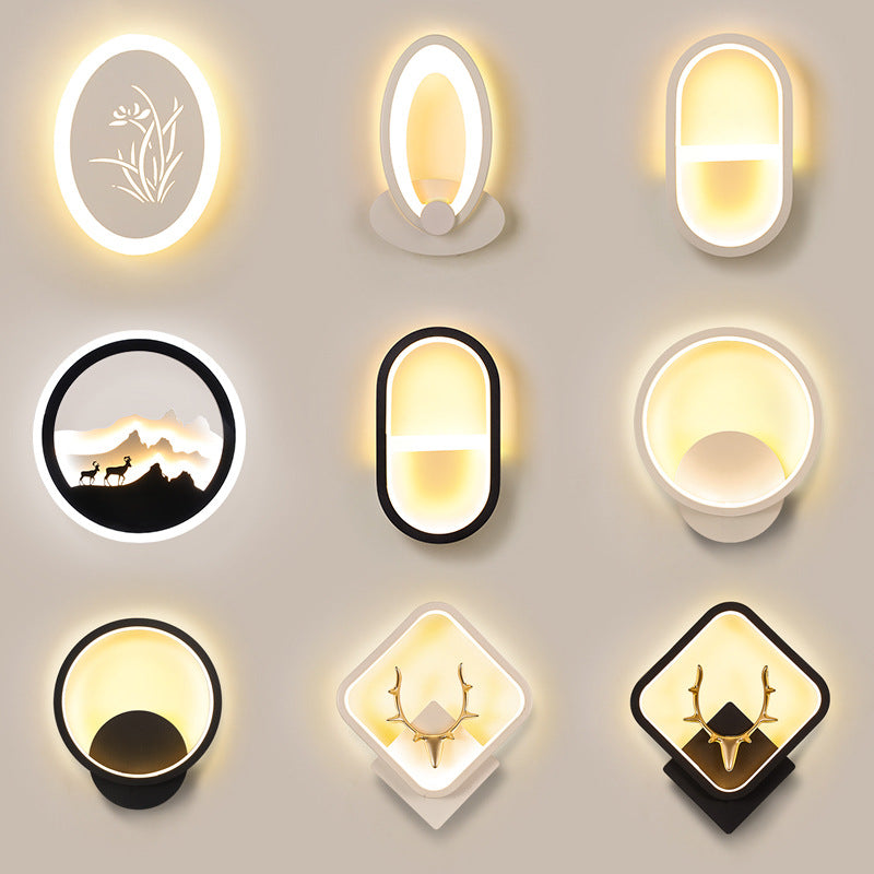 Zhongshan simple modern creative bedroom bedside lamp Nordic aisle living room wall lamp LED corridor background wall wall lamp