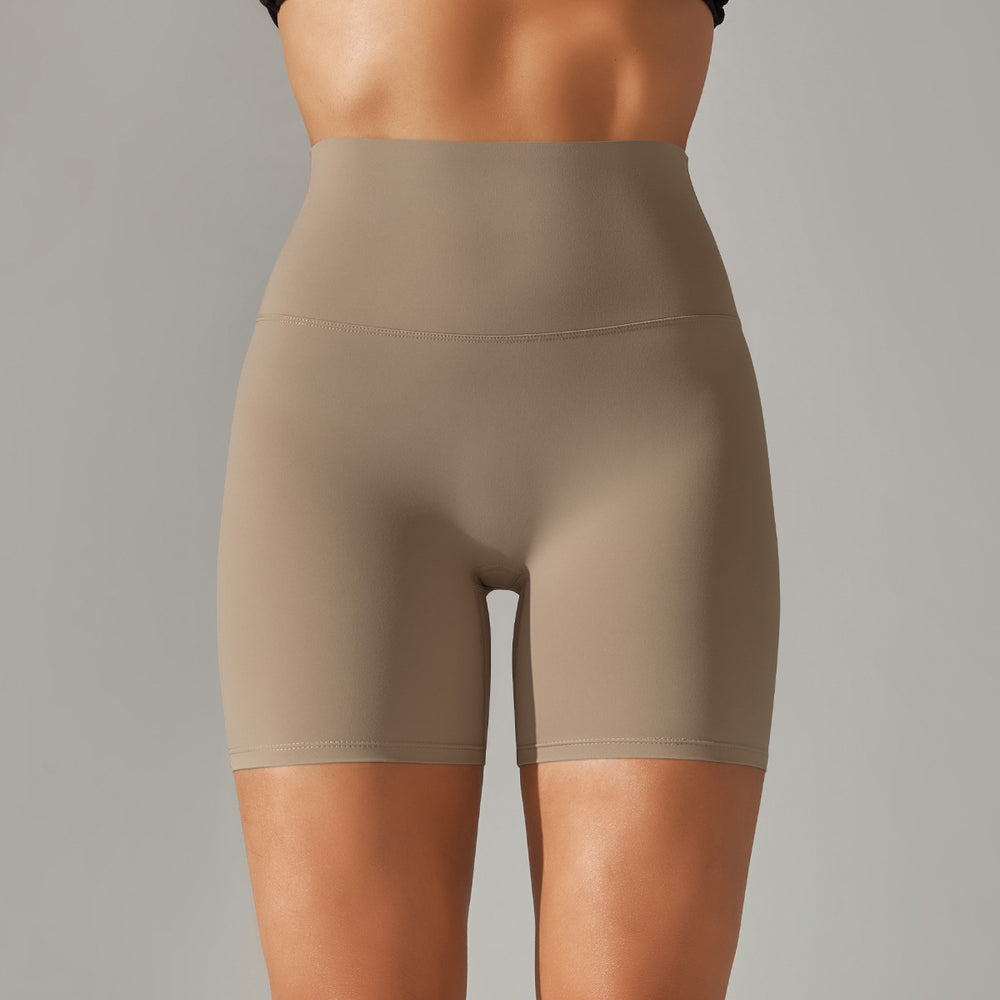 Spring/summer new solid color yoga shorts - double-sided brushed, high-waisted, stretchy, activewear, fitness, 3/4 length yoga pants for women