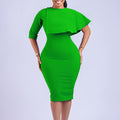 D325 cross-border plus size women's clothing  slim-fit high-waisted ruffle trim elegant commute pencil skirt european and american style dress