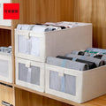 Windowable transparent storage removable storage box household bedroom clothes finishing foldable simple storage box