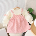 Girls' korean style dress  new fashionable toddler girl bubble sleeve princess dress spring and autumn long sleeve dress