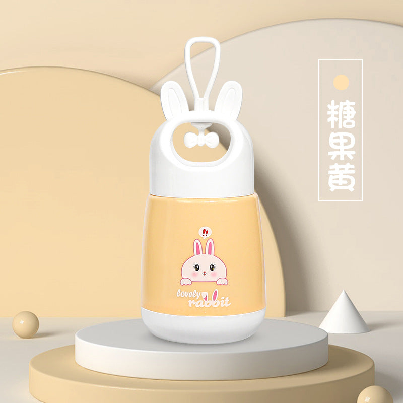 Cartoon rabbit mug, wide-mouth student water bottle, portable glass cup, cute women's cup, on-the-go gift cup, leak-proof