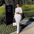 European and american cross-border women's fashion:  autumn new arrivals - solid color stand collar long sleeve top with cinched waist pleated sexy midi skirt