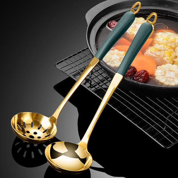 Customized stainless steel hot pot spoon creative tool kitchen silicone thickened handle soup spoon porridge spoon colander filter