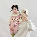 Infant and toddler clothing, spring and autumn outfits, baby girl sets, cute cartoon strawberry overalls two-piece set with polka dot peter pan collar