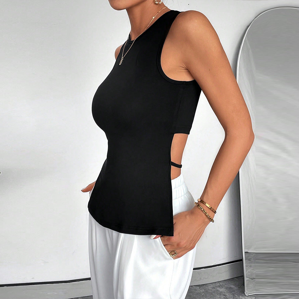 women's clothing, spring/summer  new arrivals: minimalist and sexy tank top with an asymmetrical, high-low hem