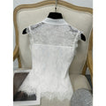 Women's summer new arrival: minimalist elegant solid color lace trim tie-up sleeveless slim-fit fashion tank top