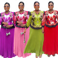 Amazon foreign trade  new fashionable and elegant top and skirt set, loose fit, plus size, slimming two-piece dress