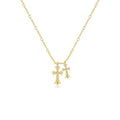 Amazon bestseller: birthstone inlaid double cross pendant 14k necklace - unique & trendy jewelry