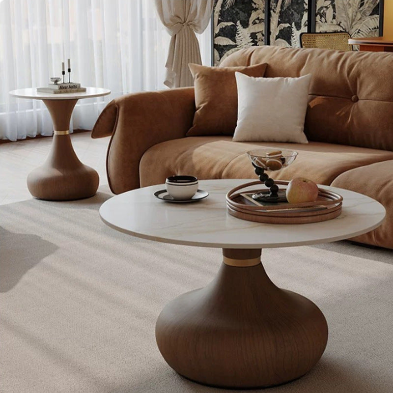 Accessible luxury iron art round small tea table tempered glass combination designer small apartment model room living room creative coffee table