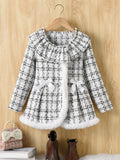 Exportgirl small fragrant outwear round neck lacestuffed skirt plaid pattern skirt kidsfall and winteroutwear skirt