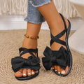new women's plus size flat sandals - fashionable butterfly knot back elastic band casual slip-on beach sandals