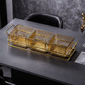[3-compartment fruit plate with amber water ripples] + iron frame, thickened plastic