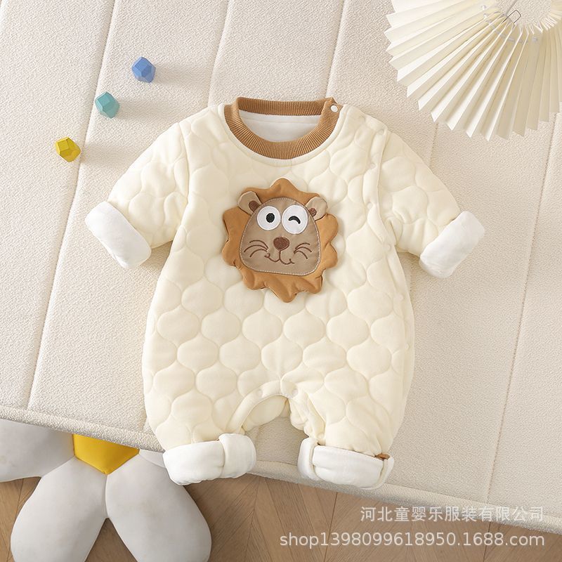Autumn winter newborn baby one-piece clothes outwear rompers heattech baby boy and girl cartoon super cute clothes
