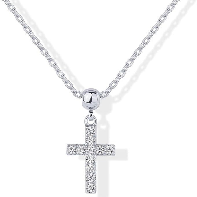 Amazon cross-border niche minimalist cubic zirconia cross pendant necklace for women