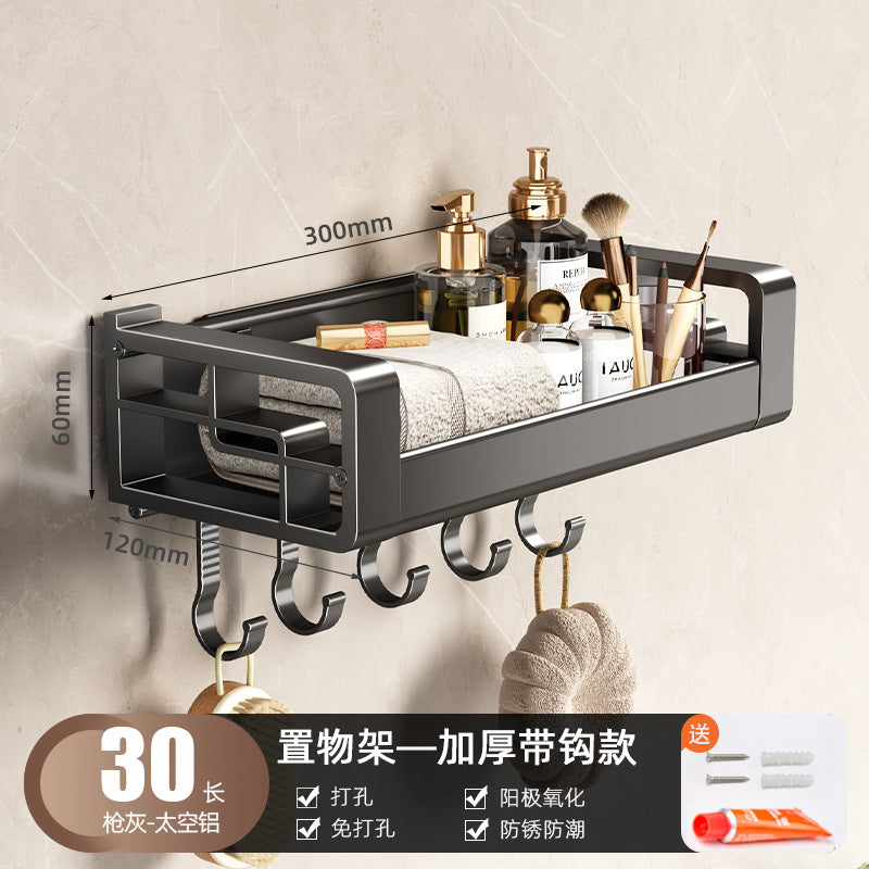 Wholesale Factory Direct Sales Thickened Profile Toilet Shelf Space Aluminum Bathroom Cosmetics Storage Rack No Punching