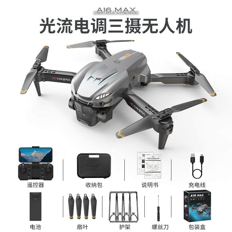 New a16max drone - optical flow, triple camera, aerial photography, quadcopter, long-endurance, obstacle avoidance, remote control aircraft toy