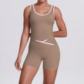 new arrival: double-sided brushed fleece color block compression yoga set - breathable, cross-back design, perfect for running and fitness (two-piece set)