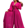 D534 european and american cross-border  foreign trade plus size beaded mesh fashion casual loose wide leg african jumpsuit