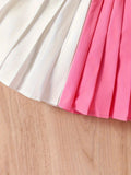 European and american style cross-border girls' color block jacket + camisole top + pleated a-line skirt three-piece set for older girls