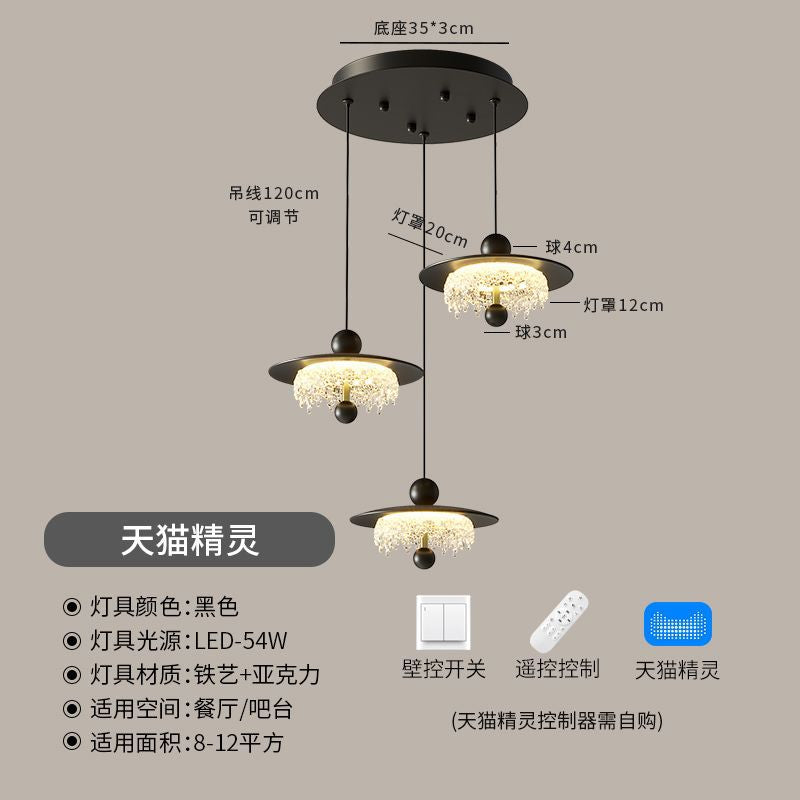 Medieval style restaurant chandelier three-head american retro water drop classy tea room bar table long strip lamp