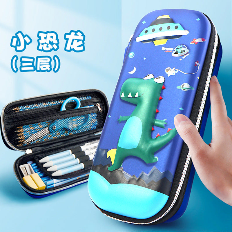 Large capacity 3D three-dimensional stationery box boy space astronaut pencil case high value primary school students multi-functional pencil case