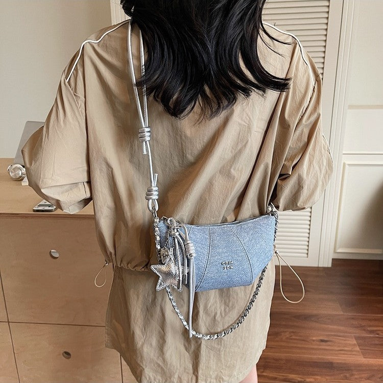 Cross-border high-end chain small bag women's 2025 new trendy fashion texture underarm croissant bag summer messenger bag