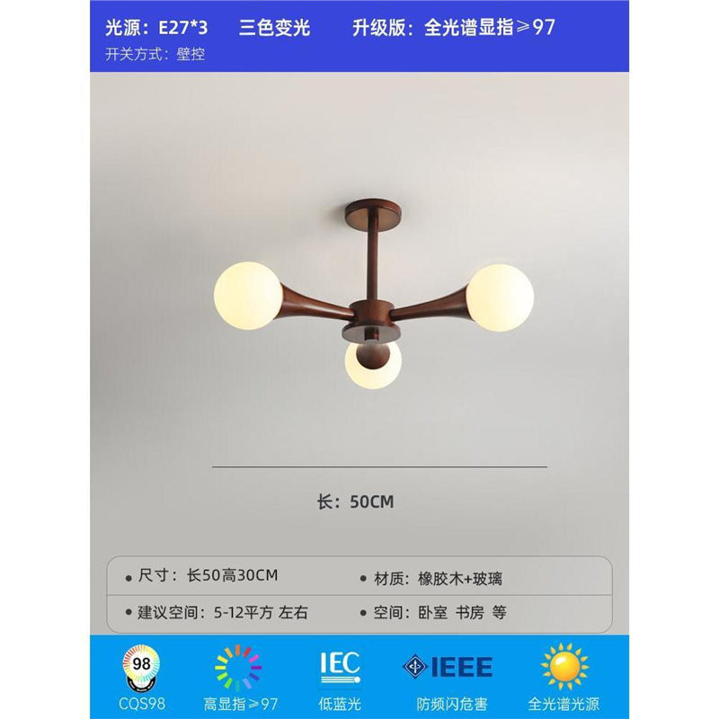 Magic bean bedroom chandelier modern casual japanese wabi-sabi style study ceiling lamp scandinavian creative walnut dining room lamp