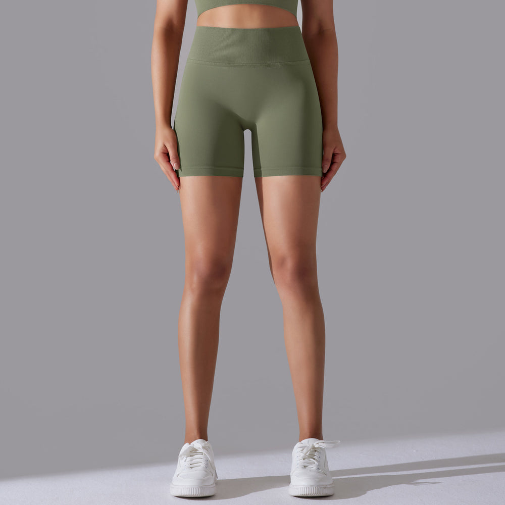 European and american high-waisted butt-lifting seamless quick-dry breathable yoga workout shorts for women - running, training, and fitness