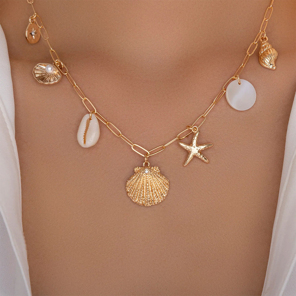 European and american cross-border bohemian beach vacation style starfish shell necklace - summer fashion casual versatile choker
