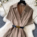 Light mature style lapel short-sleeved satindress women's summer soft waist slimming look a-line long skirt work clothingelegant