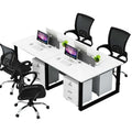 Economical four-seat office desk and chair set with partition for employees - includes two double-desk workstations and computer desks