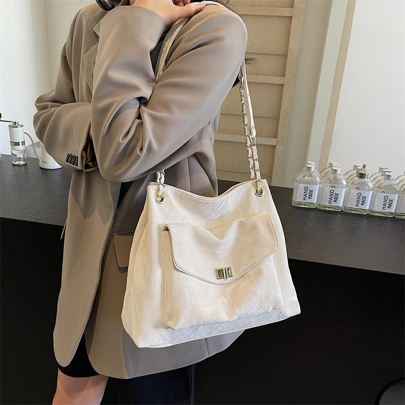 Retro large-capacity bag, new women's bag, popular versatile casual shoulder bag, simple college student tote bag