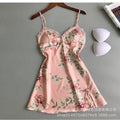 Women's sexy deep v-neck nightgown lace satin sleeveless slip dress lingerie home dress