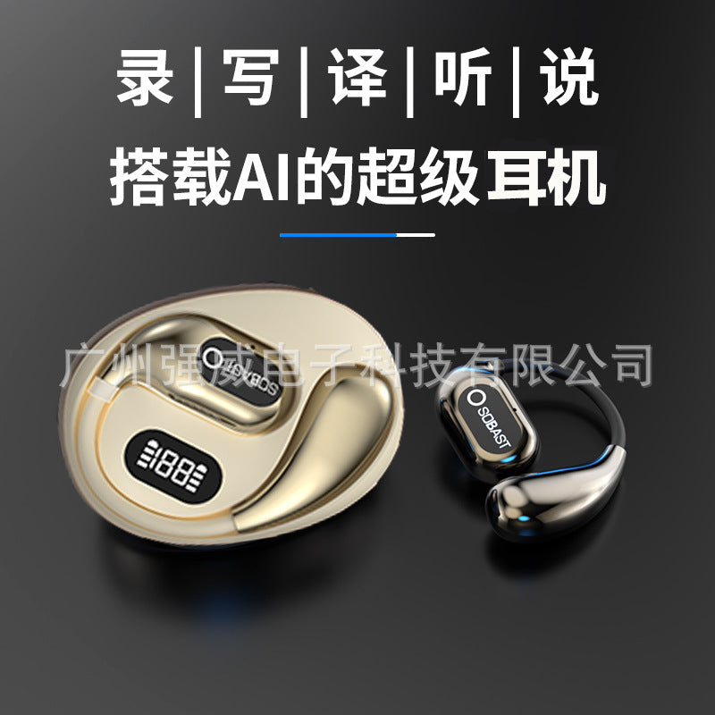 Sobes s-ow1pro wireless bluetooth headset - rotatable ear-hook ai simultaneous interpretation english translation headset