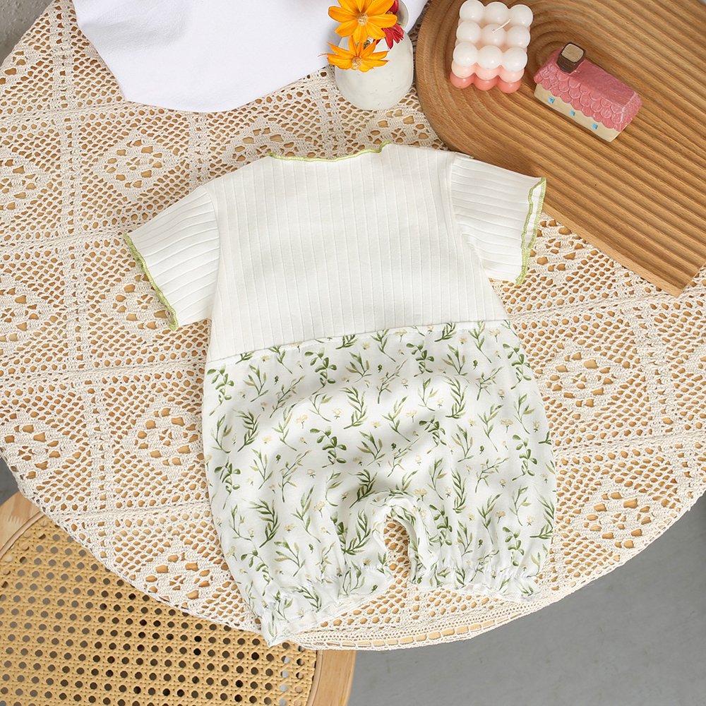Baby clothes summer summer thin baby girl one-piece cute fashion short-sleeved outing khaki rompers summer clothes